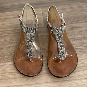 Flat Sandal, Pewter, Size 9